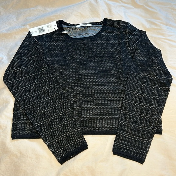 NWT THAKOON Lace Jacquard Mini Crewneck Sweater Black XL - Picture 2 of 9
